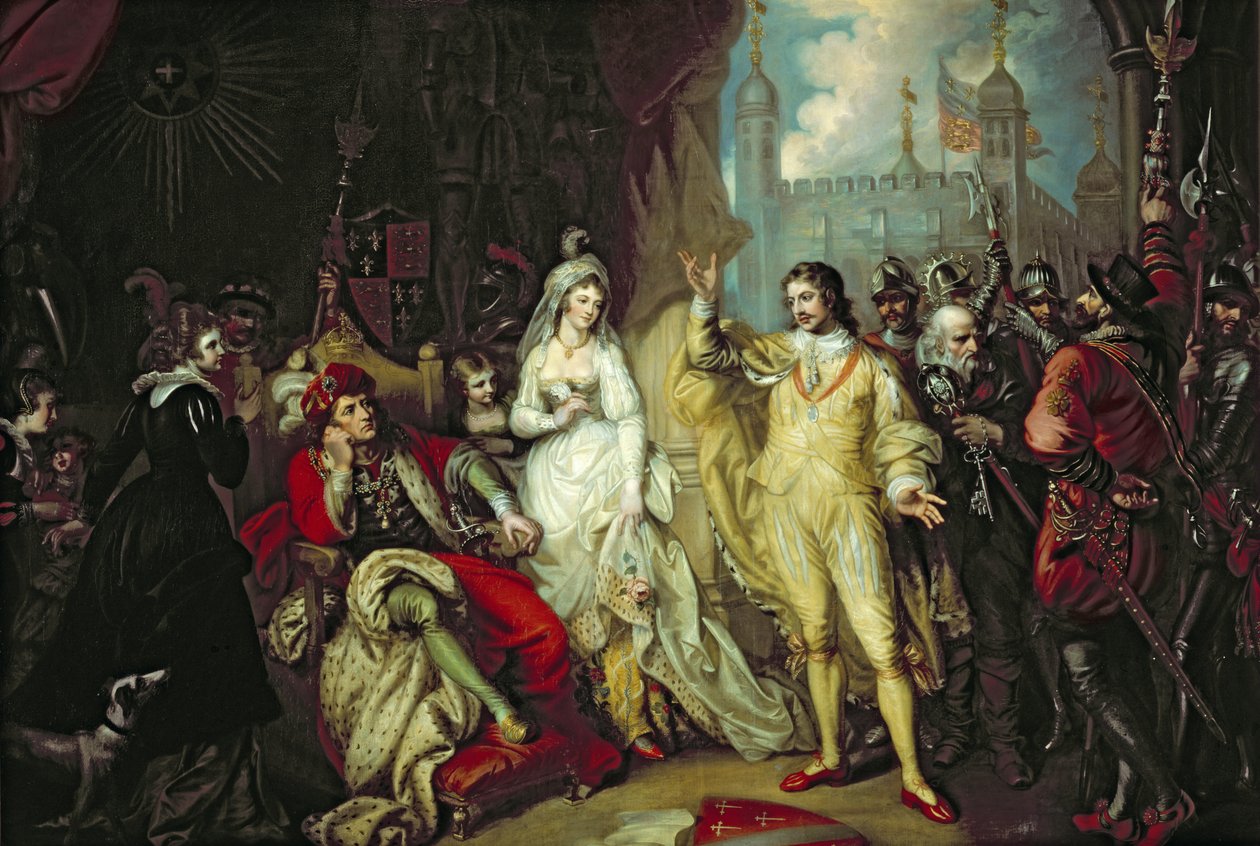 Thomas Howard, Surreyn jaarli, puolusti uskollisuuttaan Richard III:lle ennen Henry VII:tä Bosworthin taistelun jälkeen, 1797 tekijältä Mather Brown