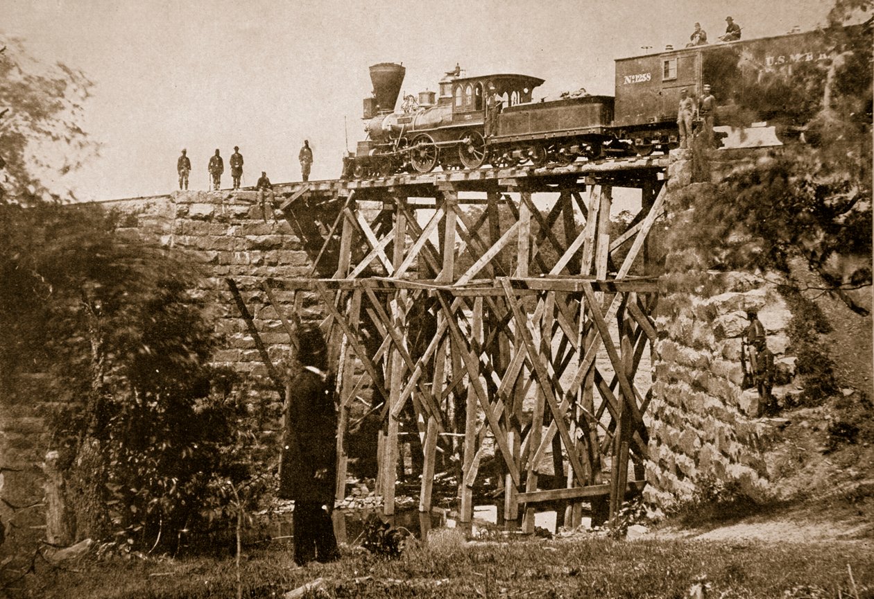 Joukkojen rakentama silta Orange und Alexandria Rail Roadille, 1861-65 tekijältä Mathew B. Brady