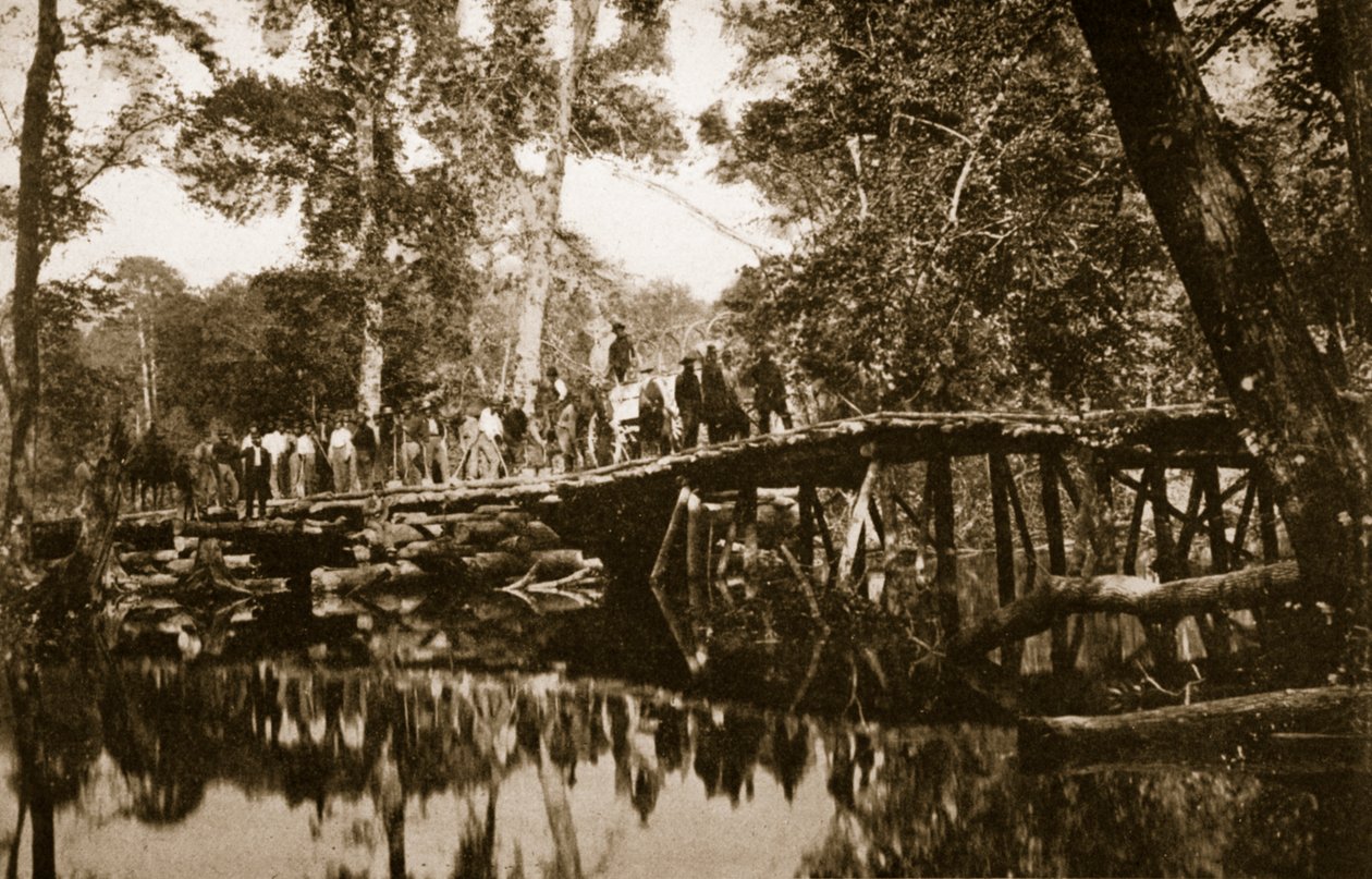 Chickahominy-joen ylittävä Grapevine-silta, 1861-65. tekijältä Mathew B. Brady