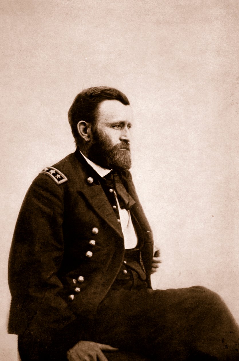 Kenraali Ulysses Grantin muotokuva, 1861-65 (seepiakuva) tekijältä Mathew B. Brady