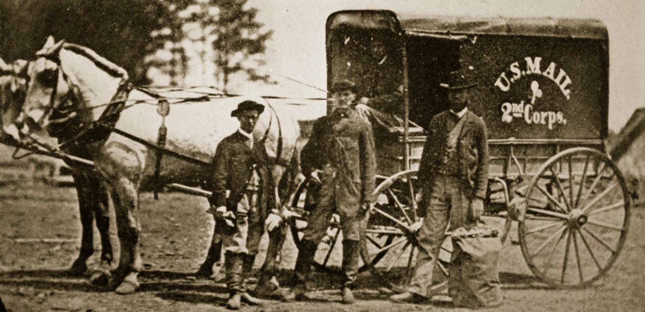 Toinen joukkojen postivaunu, 1861-65 tekijältä Mathew B. Brady