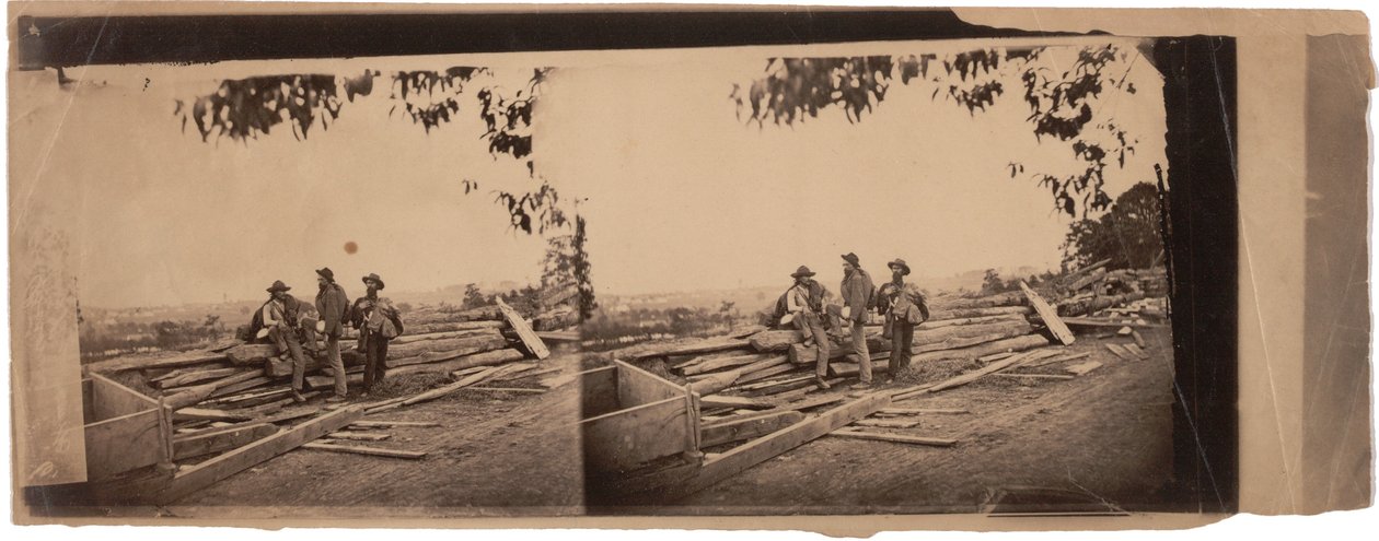 3 Reb Pris[oners] B[reast Worksin takana, 1863 (seepiakuva) tekijältä Mathew B. Brady