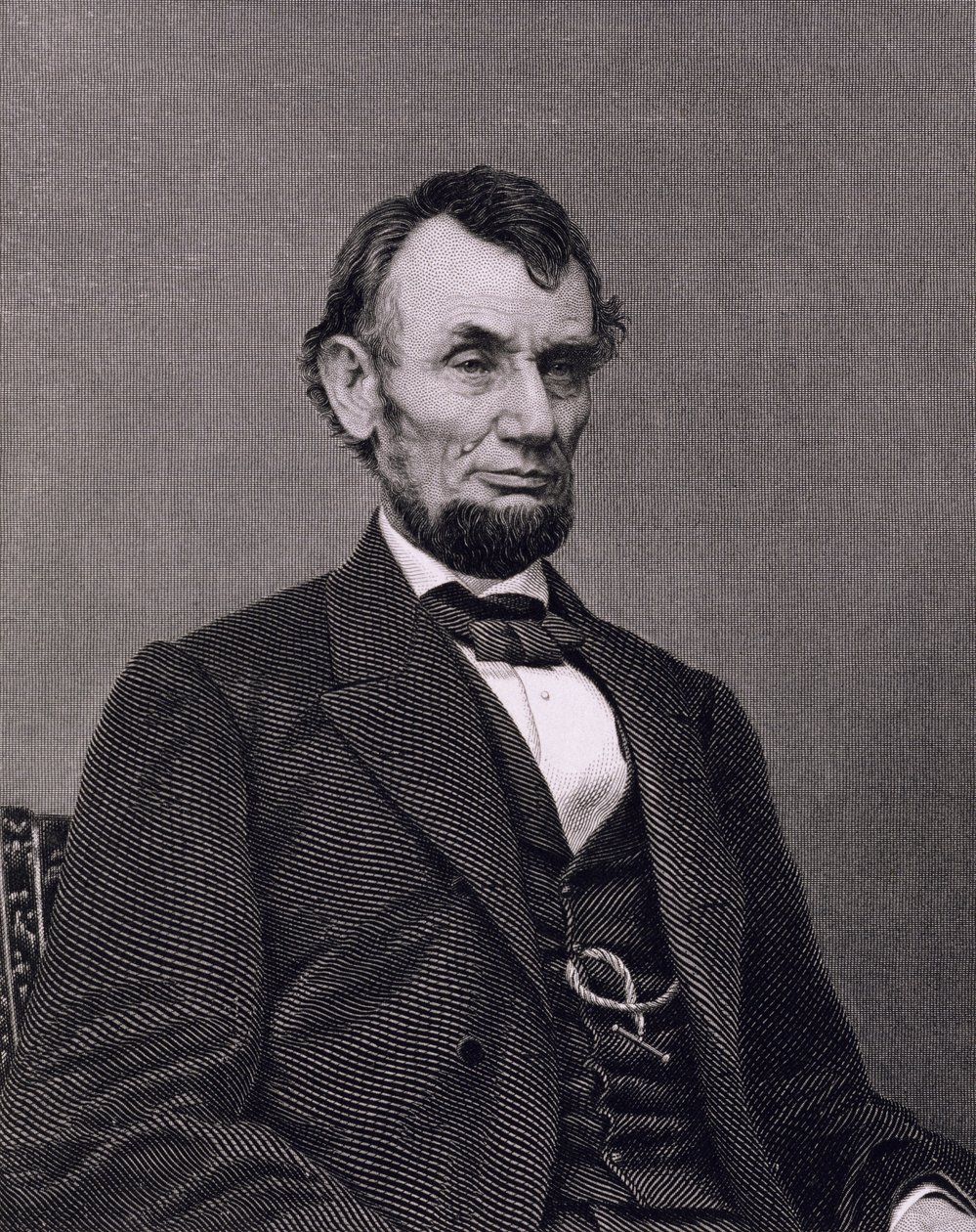 Abraham Lincoln, kaiverrettu William G. Jackmanin valokuvasta (kaiverrus) tekijältä Mathew (after) Brady