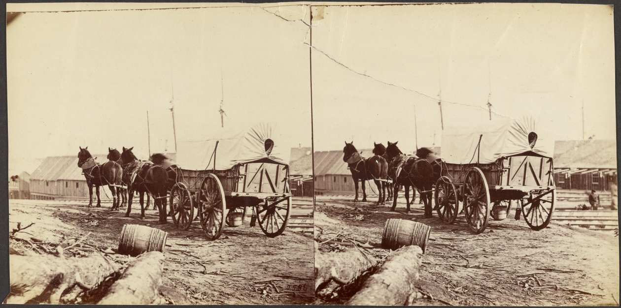 Armeijan kuorma-auto matkalla City Pointin huoltovarastoon hakemaan tarvikkeita tekijältä Mathew B. Brady