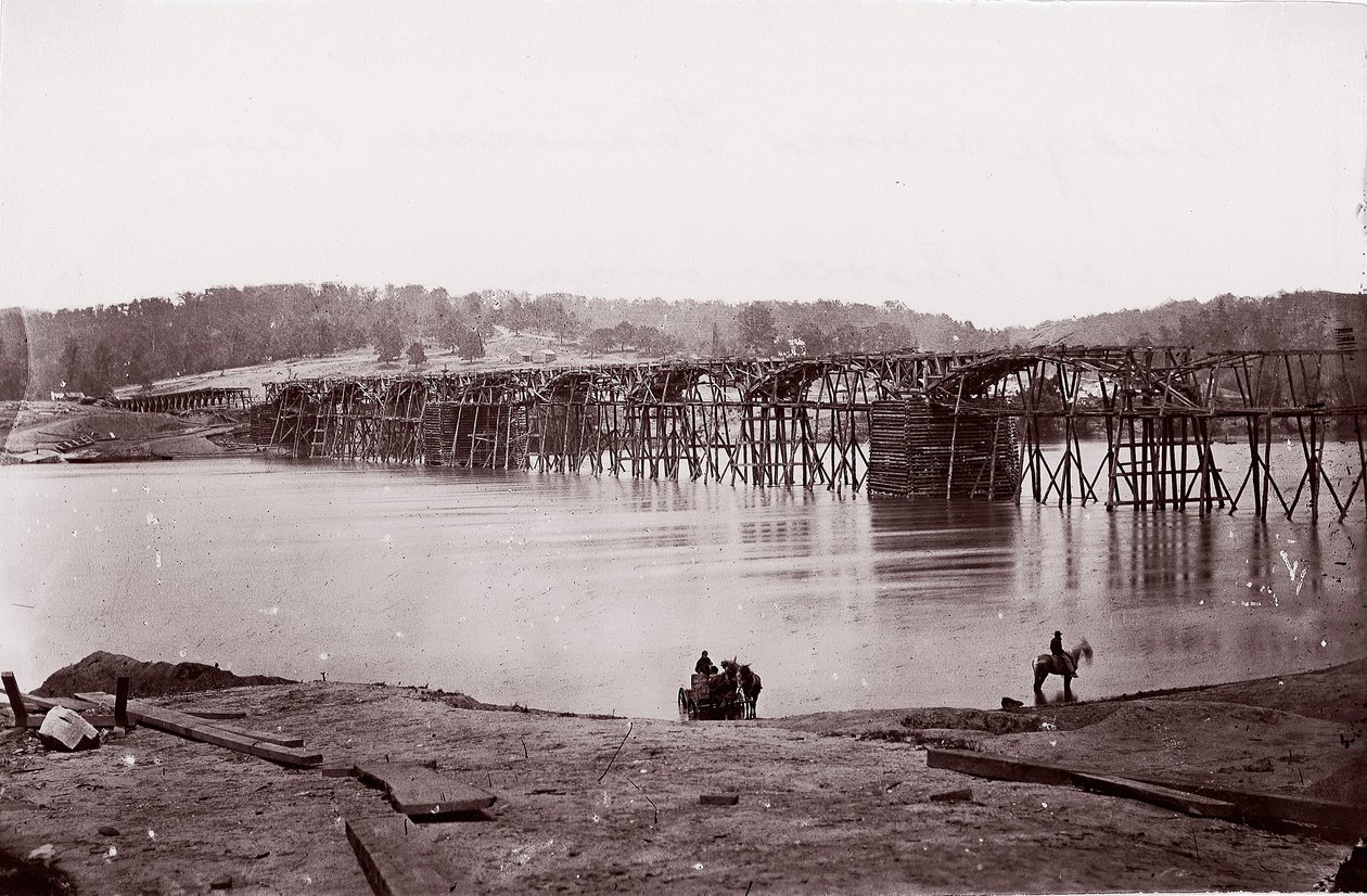 Silta Tennessee-joen yli Chattanoogassa, n. 1864. tekijältä Mathew Brady