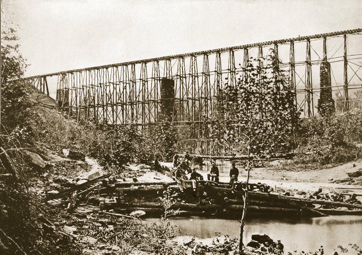 Falling Water Bridge, Nashville ja Chattanooga Railroad, 1861-65 tekijältä Mathew B. Brady