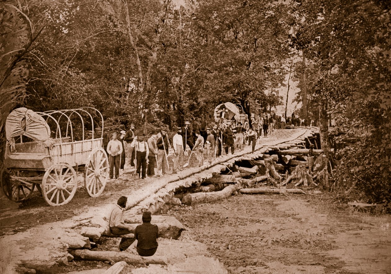 Yhdysvaltalaisten insinöörien rakentama Grape Vine Bridge, 1861-65 tekijältä Mathew B. Brady