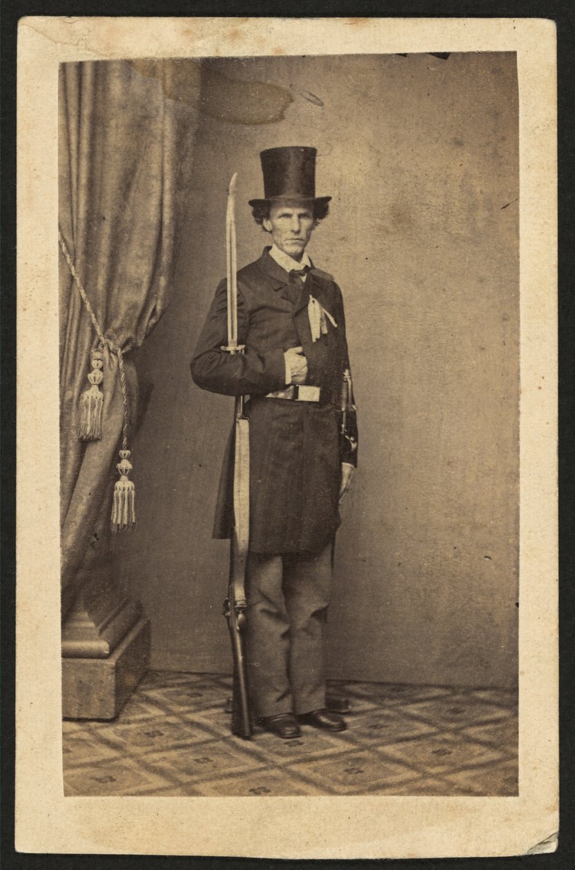 James Henry Lane (1814-1866), poliitikko ja Kansasin Free State Partyn johtaja, täyspitkä muotokuva aseella (seepiakuva) tekijältä Mathew B. Brady