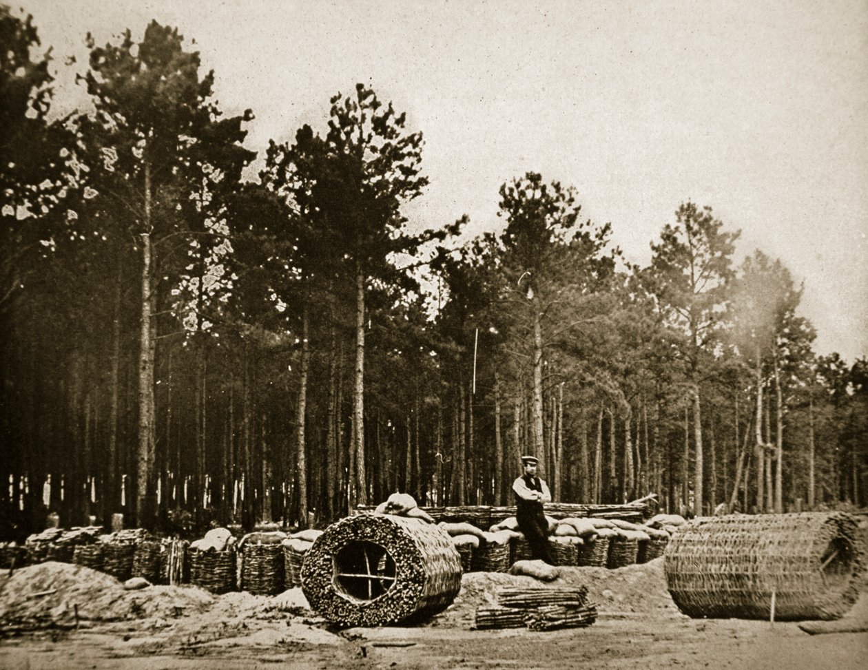 Gabionien valmistus Pietarin edessä, 1861-65 tekijältä Mathew B. Brady