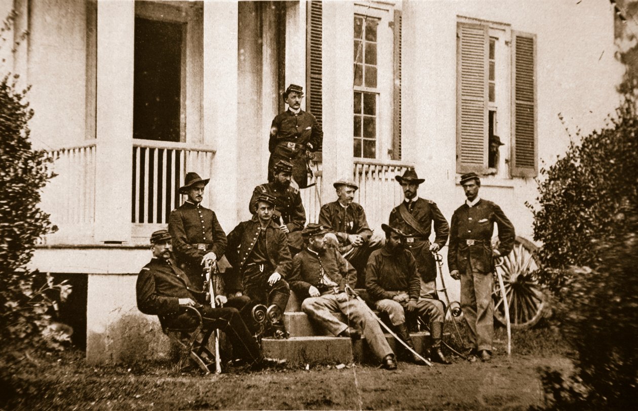 164. New York Volunteers kenraali McMahonin päämajassa, 1861-65 (seepiakuva) tekijältä Mathew B. Brady