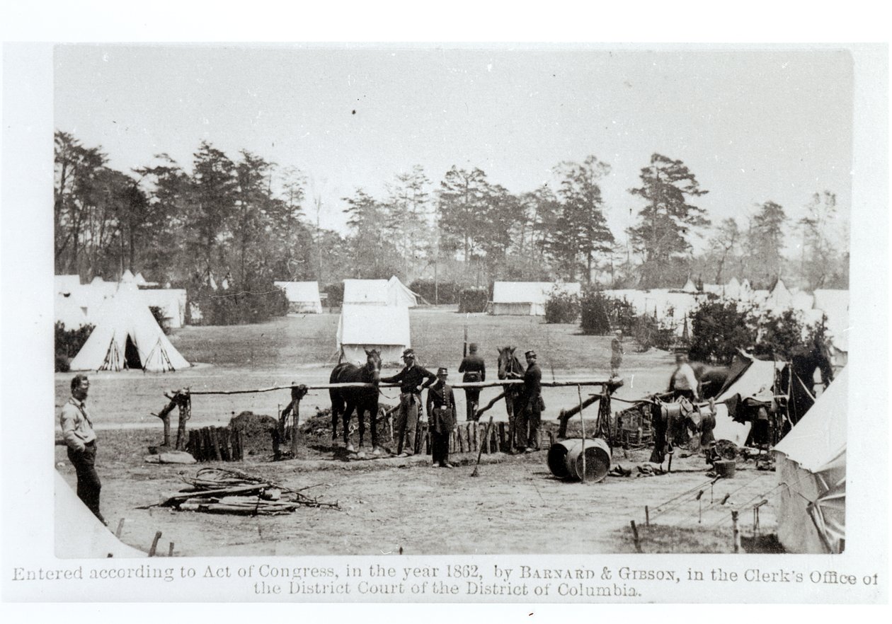 Jenkkien päämaja, Whinfieldin leiri, 3. toukokuuta 1862. tekijältä Mathew B. Brady