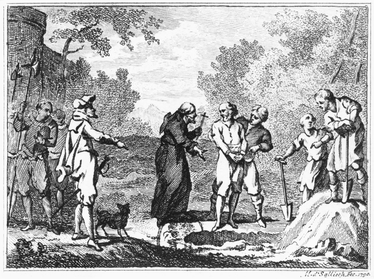 Espanjan katolilaisten suorittama flaamilaisten protestanttien teloitus, 1790 tekijältä Mathias de Sallieth