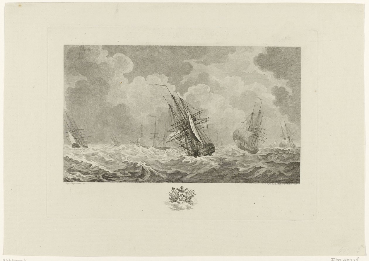 Flota holandesa a la tempesta, 1784 acabat tekijältä Mathias de Sallieth