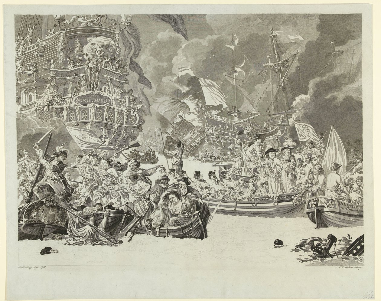 Hollannin hyökkäys Medwaylle ja kuninkaallisen Kaarlen vangitseminen, 1667 tekijältä Mathias de Sallieth