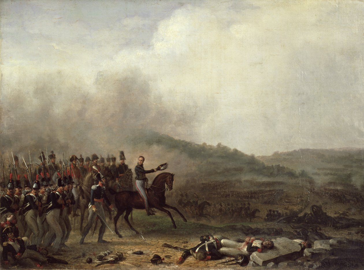Willem Frederik (1772-1843) Oranssin prinssi Quatre Brasin taistelussa tekijältä Mathieu Ignace van Bree