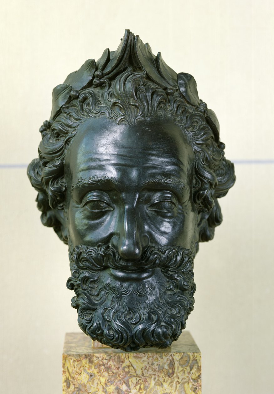 Henri IV:n (1553-1610) päällikkö vuoden 1599 jälkeen (pronssi) tekijältä Mathieu Jacquet