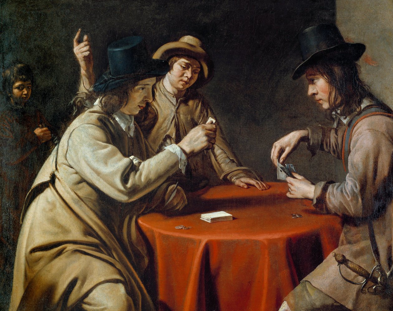 Les huijarit yhdistyivät Mathieu Le Nainin (Lenain) maalaus (1607-1677) 1600-luku tekijältä Mathieu Le Nain