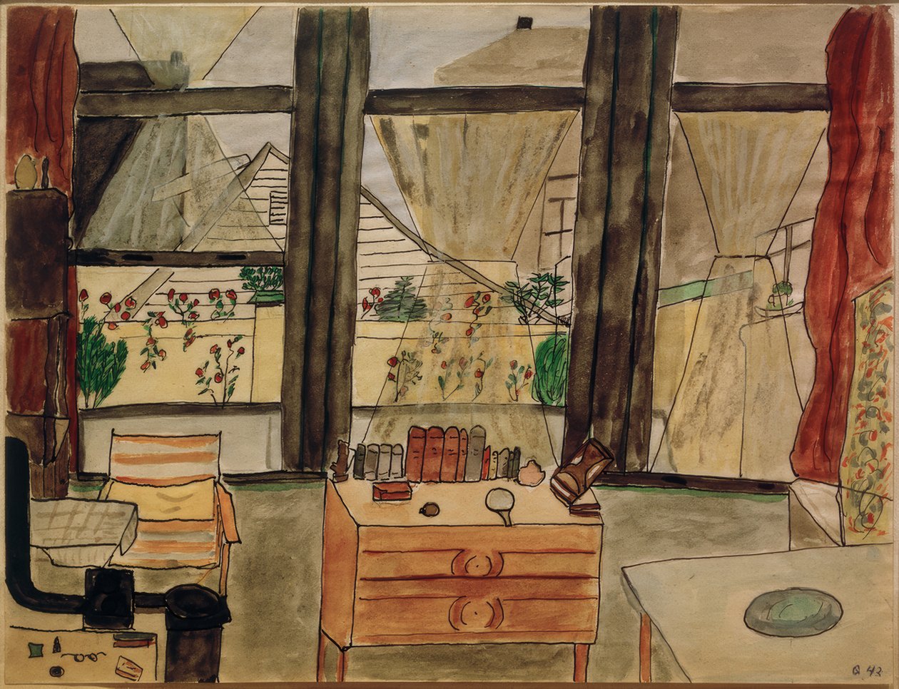 Max Beckmannin makuuhuone, verho auki tekijältä Mathilde Beckmann