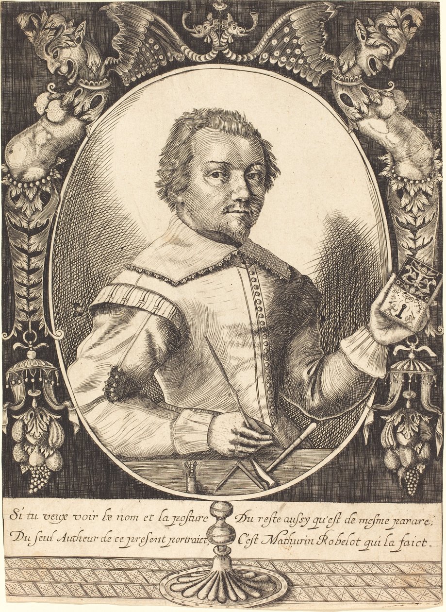 Omakuva, noin 1630 (kaiverrus valokuvapaperille). tekijältä Mathurin Robelot