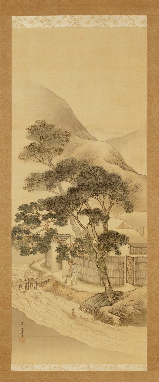 Maalaistalo ja puro tekijältä Matsumura Goshun