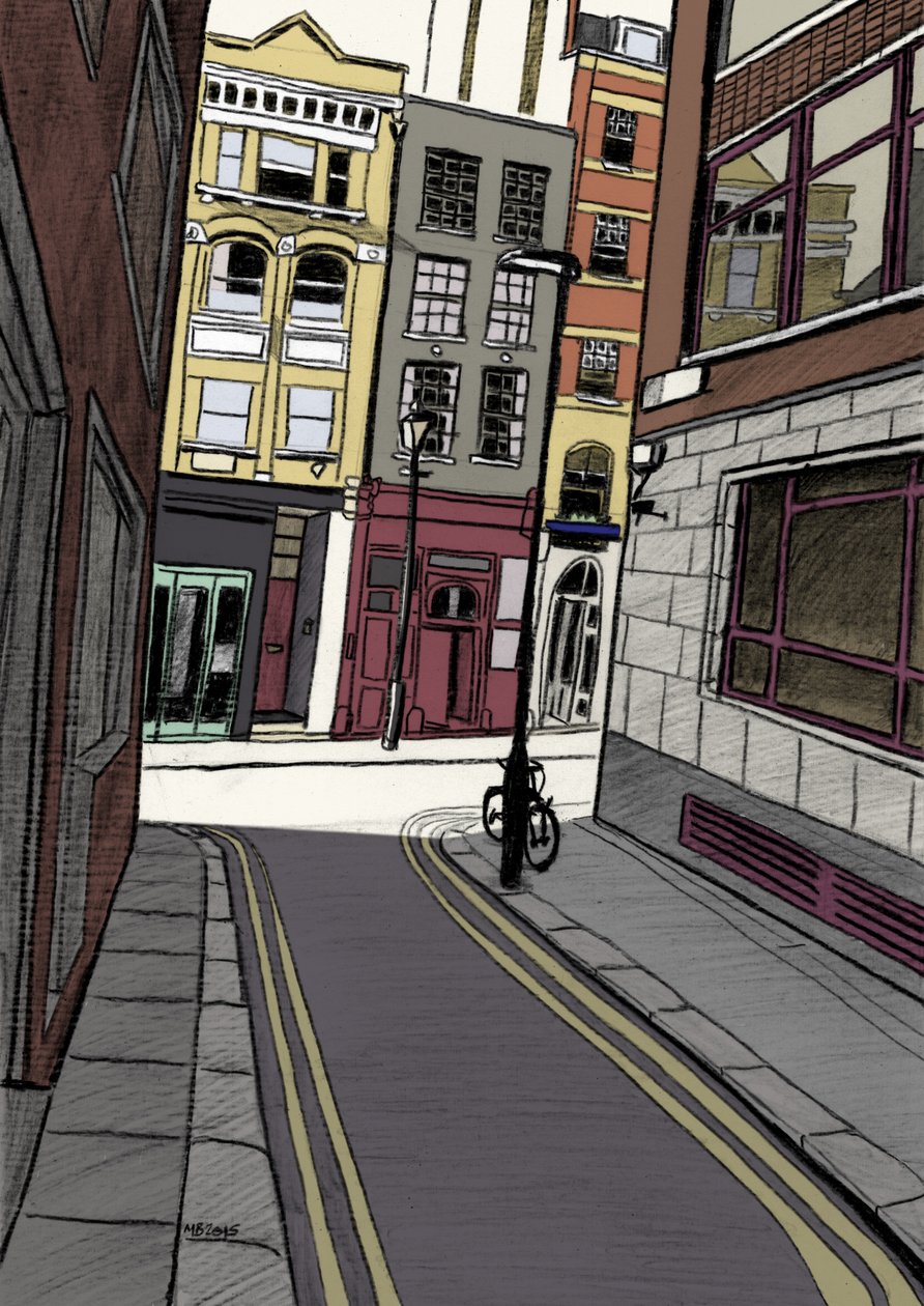 Fox and Knot Street EC1, 2015 (lyijykynä, digitaalinen) tekijältä Matt Bannister