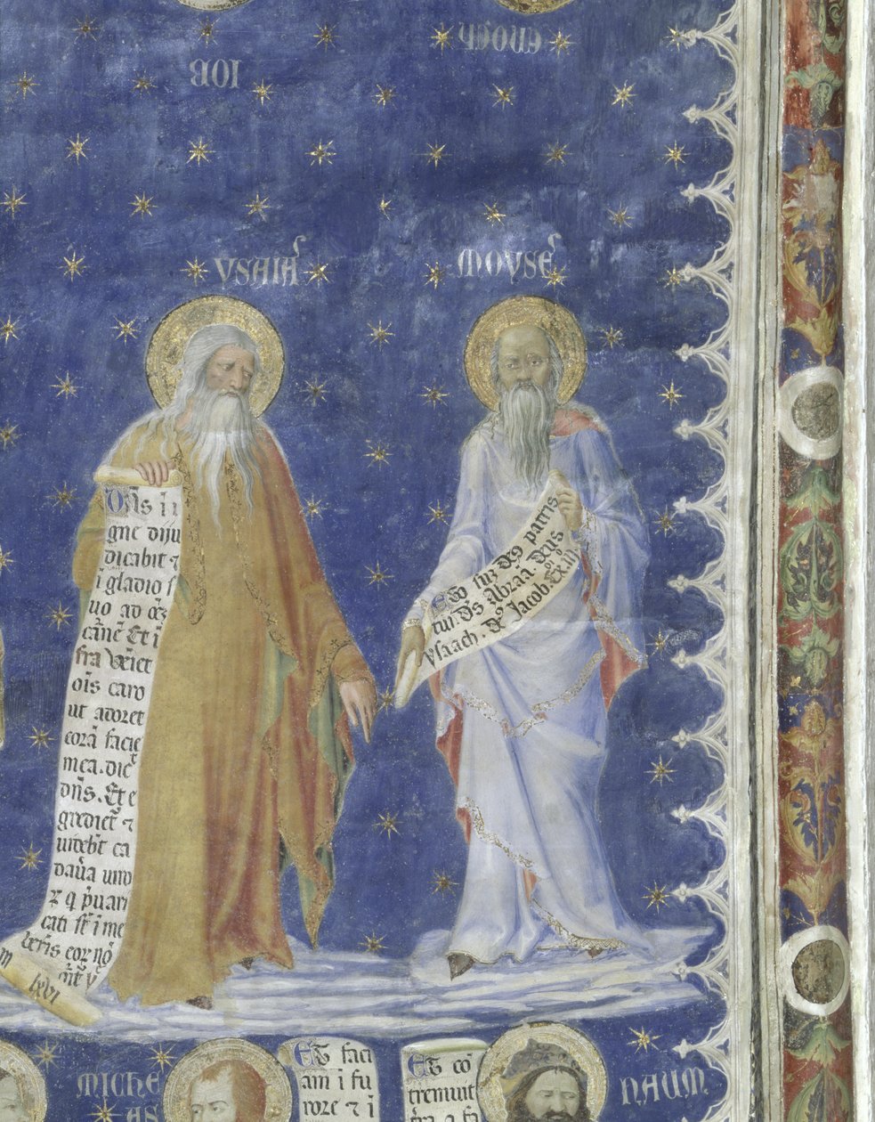 Profeetat-fresco Salle de la Grande Audiencessa (audiohuone), yksityiskohta, joka kuvaa profeettoja Moosesta ja Jesajaa, n. 1344-1345 tekijältä Matteo Giovanetti