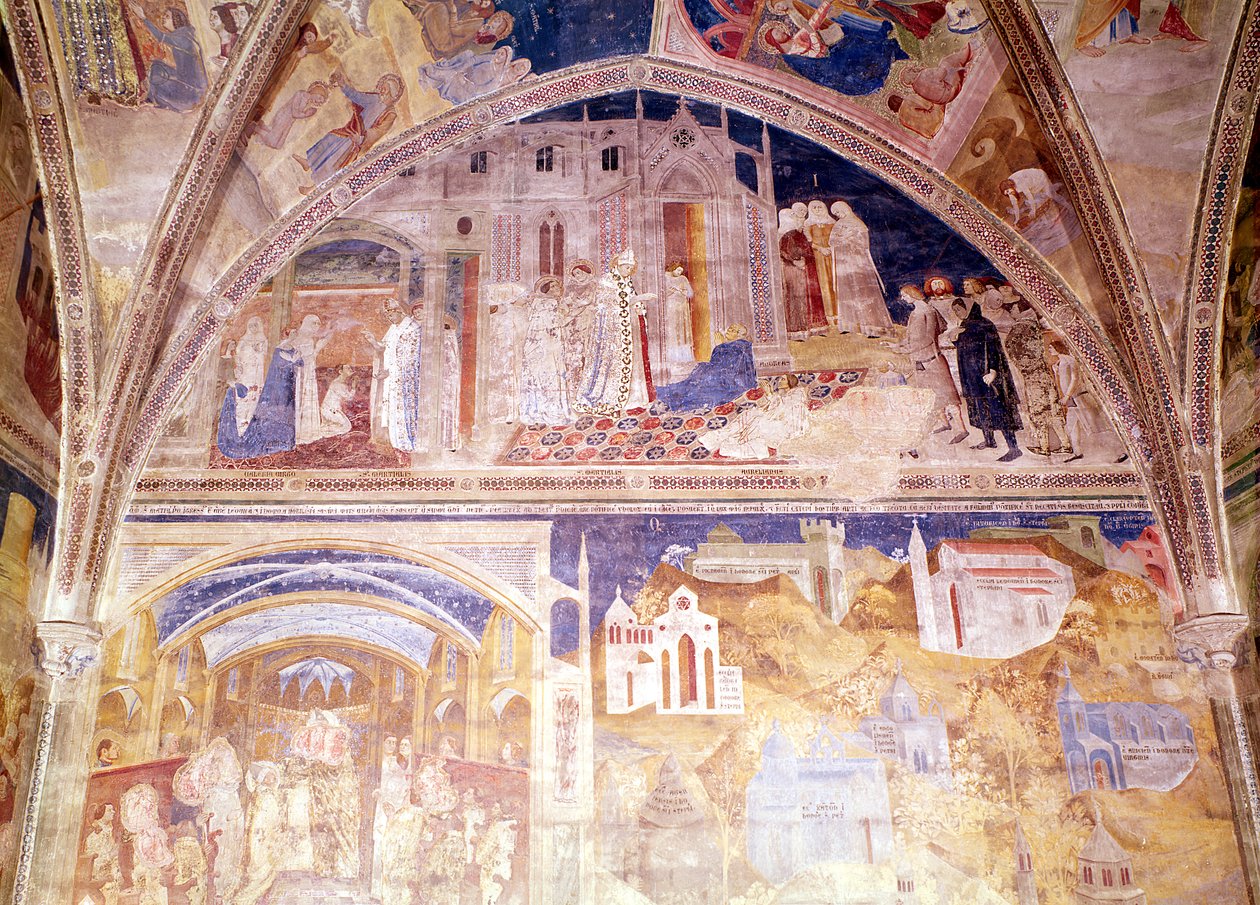 Kohtauksia Pyhän Martialin elämästä, Tinelin kappelista, 1344-45. tekijältä Matteo di Giovanetto da Viterbo