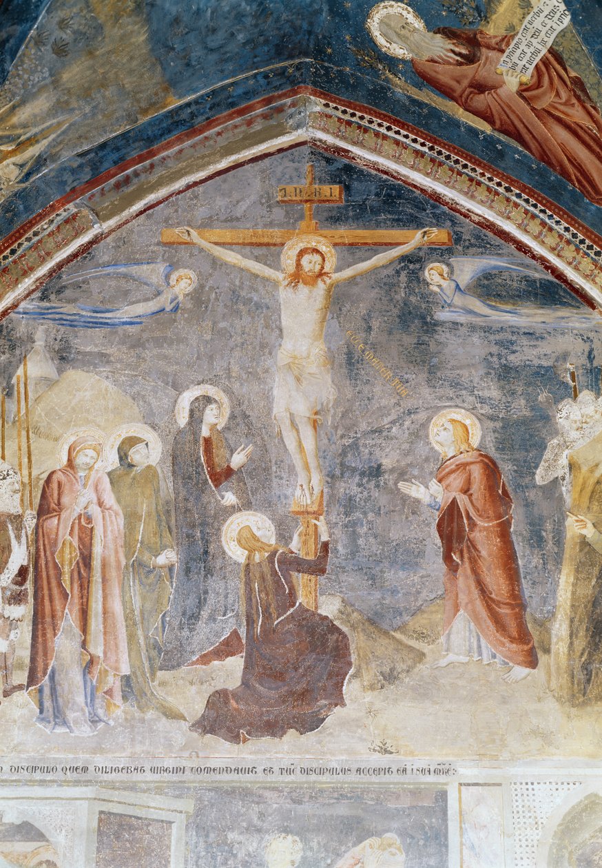 Ristiinnaulitseminen, yksityiskohta keskeltä, Pyhän Johanneksen kappelista, 1347 tekijältä Matteo di Giovanetto da Viterbo