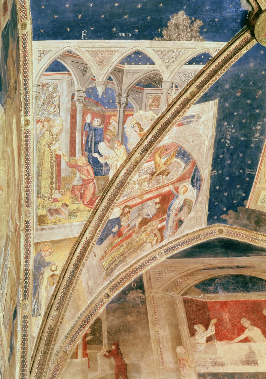 Tullen herran Nervan pojan ylösnousemus, yksityiskohta Tinelin kappelin katosta ja kohtauksia St. Martialin elämästä, 1344-45 tekijältä Matteo di Giovanetto da Viterbo