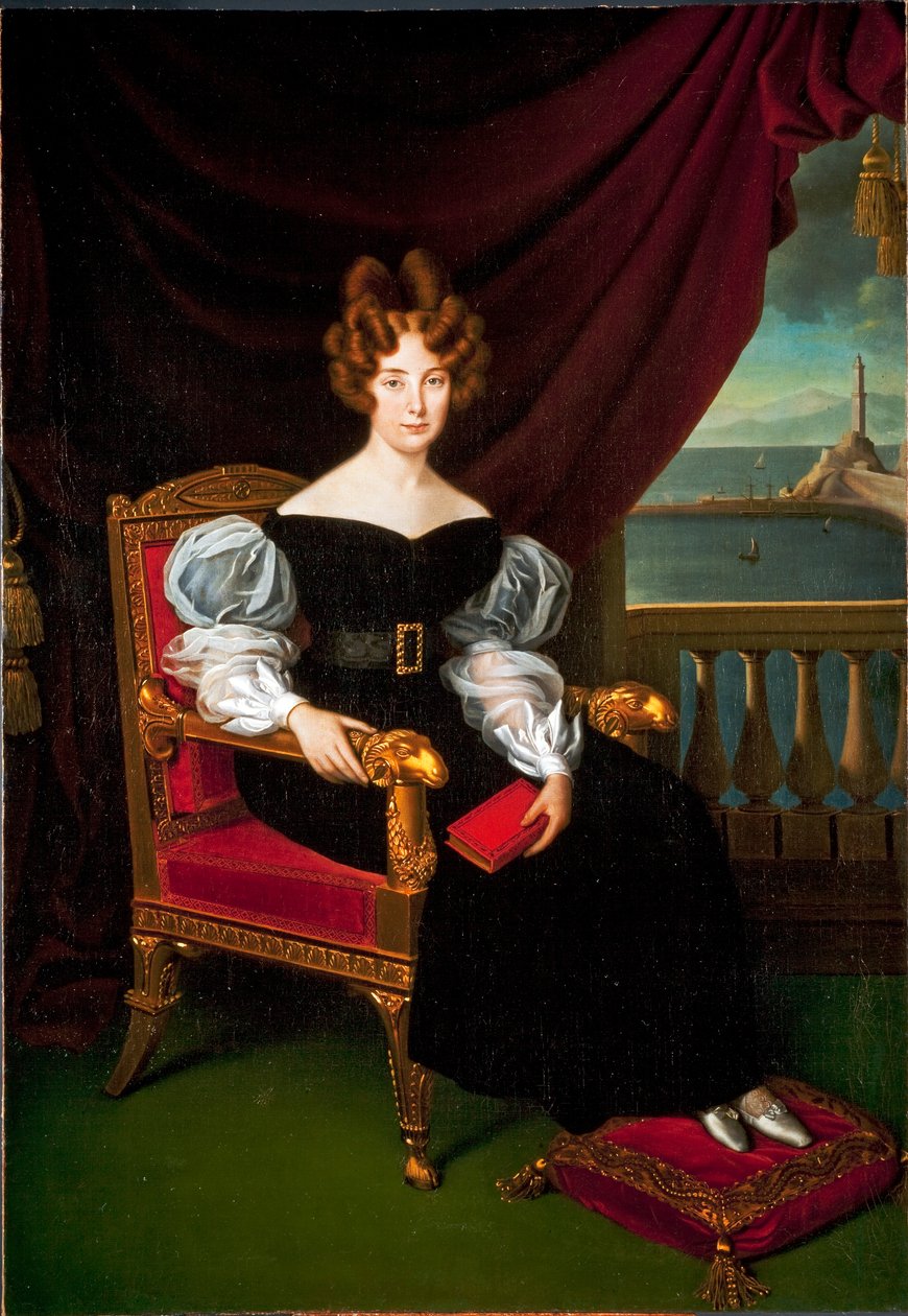 Muotokuva Mariasta (Maria) Brignole-Sale (Brignole Sale) De Ferrari, Gallieran herttuatar (1811-1888) Matteo Antonio Picasson (1794-1879) maalaus Genes, Musei di strada nuova tekijältä Matteo Antonio Picasso