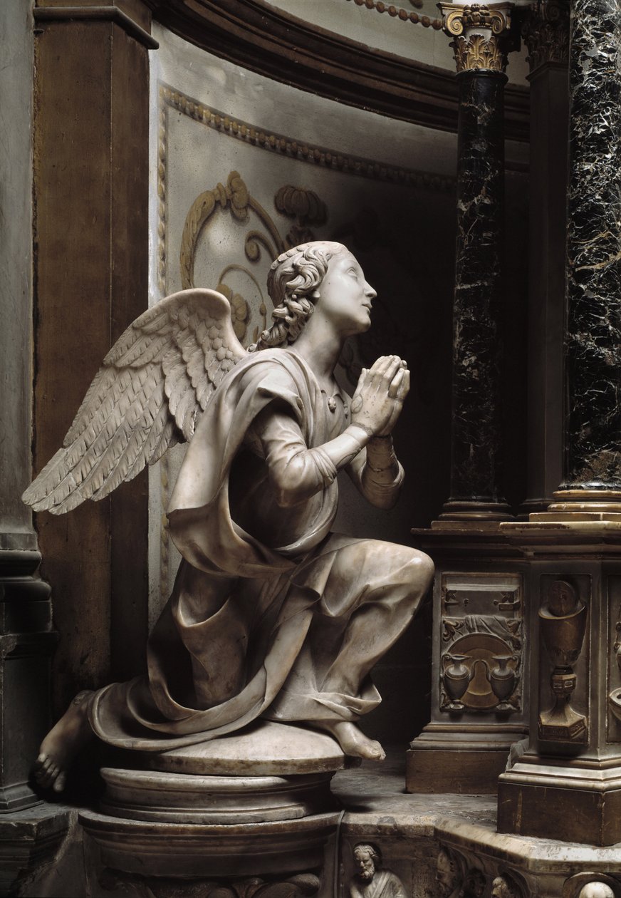 Enkeli palvonnassa Marmoriveistos Matteo Civitali (1436-1501) tekijältä Matteo Civitali