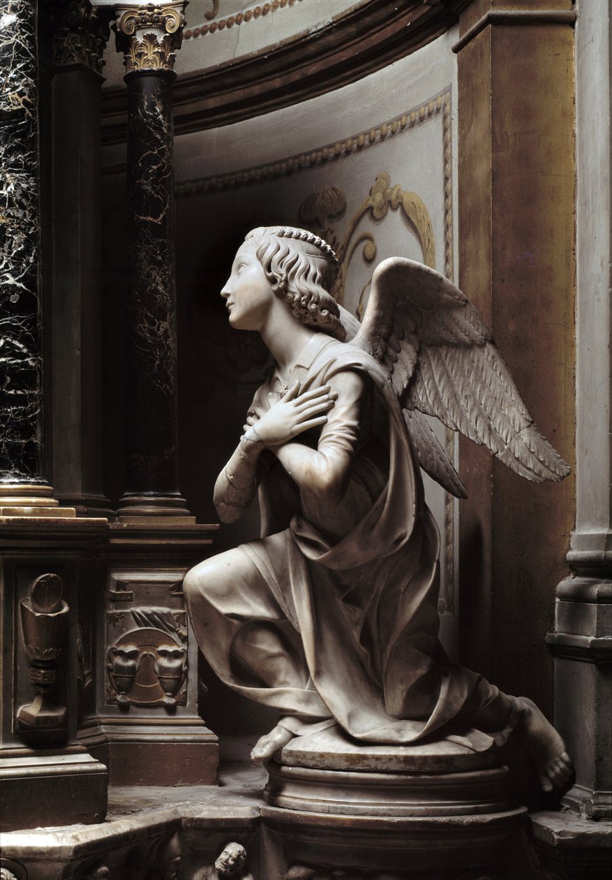 Enkeli palvonnassa Marmoriveistos Matteo Civitali (1436-1501) tekijältä Matteo Civitali