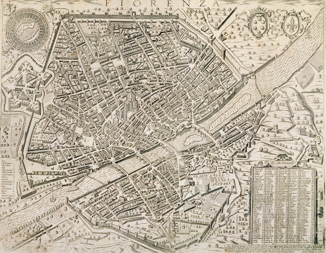 Firenzen kartta, 1595 tekijältä Matteo Florimi
