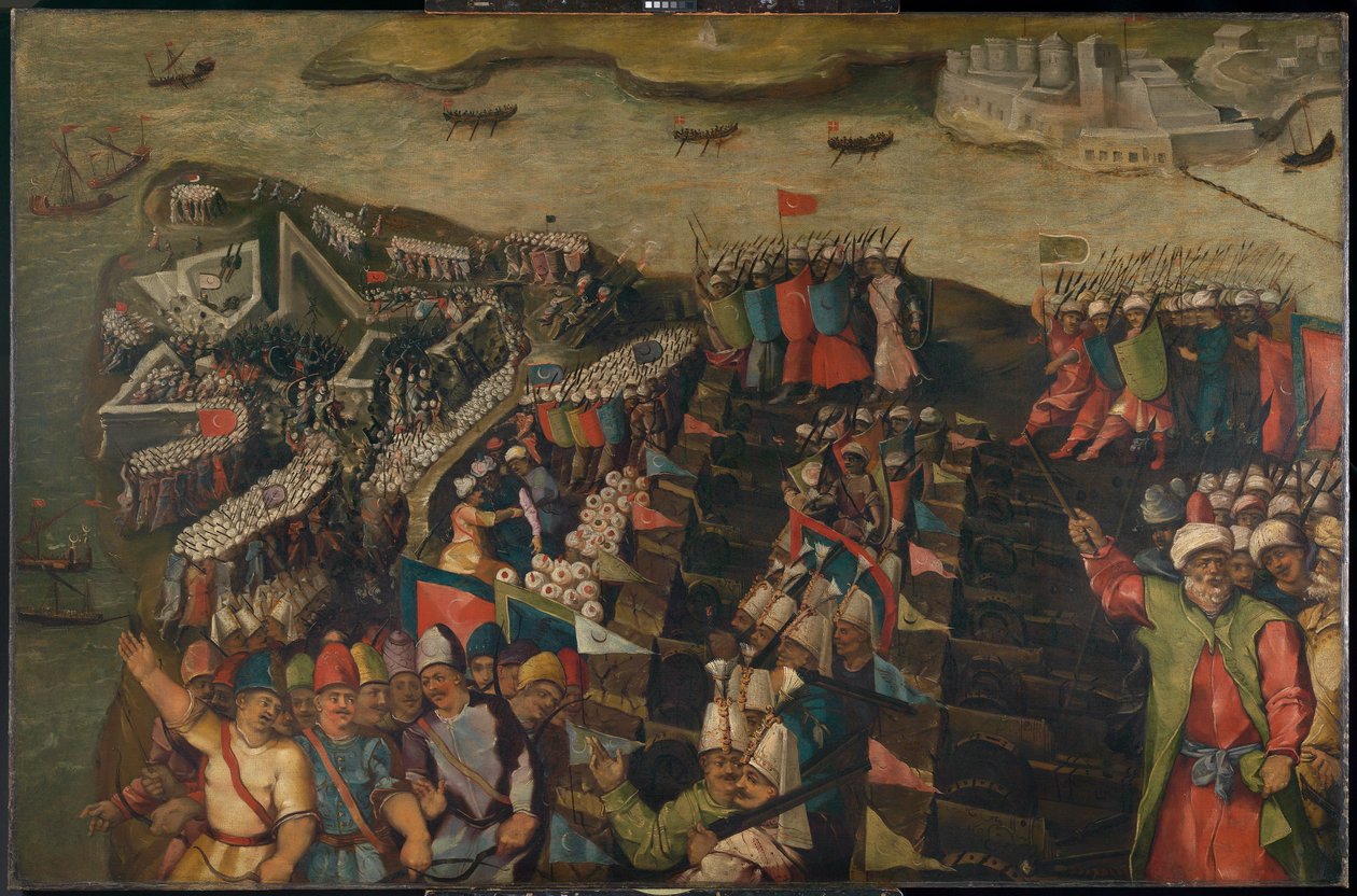 Maltan piiritys: St Elmon valloitus, 23. kesäkuuta 1565, 1500-luvun loppupuoli (öljy kankaalle). tekijältä Matteo Perez d