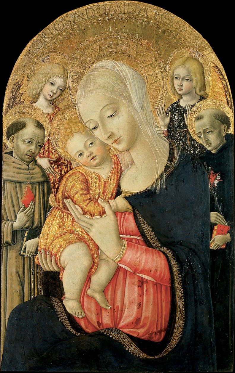 Madonna ja lapsi sekä enkelit ja pyhimykset tekijältä Matteo de Giovanni