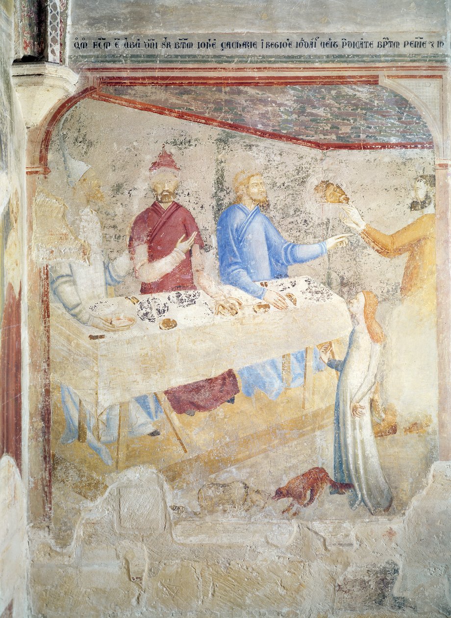 Herodeksen juhla, kohtaus "Pyhän Johannes Kastajan elämä" -sarjasta St. Jeanin kappelissa, 1346-48 tekijältä Matteo di Giovanetto da Viterbo