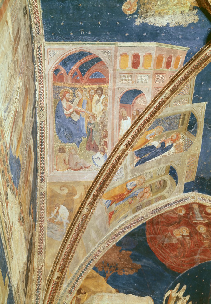 Pyhän Martialin, kalastajan, kutsuminen, yksityiskohta Tinelin kappelin katosta, jossa on kohtauksia Pyhän Martialin elämästä, 1344-45. tekijältä Matteo di Giovanetto da Viterbo