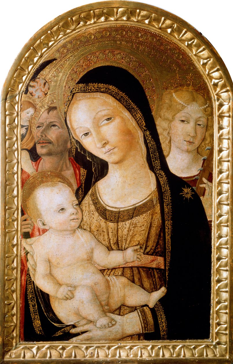 Madonna ja lapsi pyhien Katariinan ja Kristoferin kanssa, 1400-luku. tekijältä Matteo di Giovanni