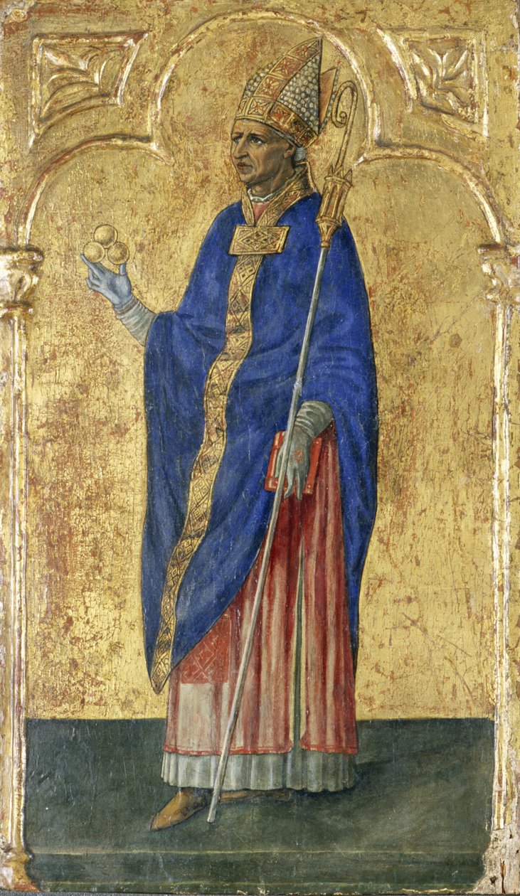 Pyhä Nikolaus Barilainen (tempera poppelipuulla) tekijältä Matteo di Giovanni di Bartolo