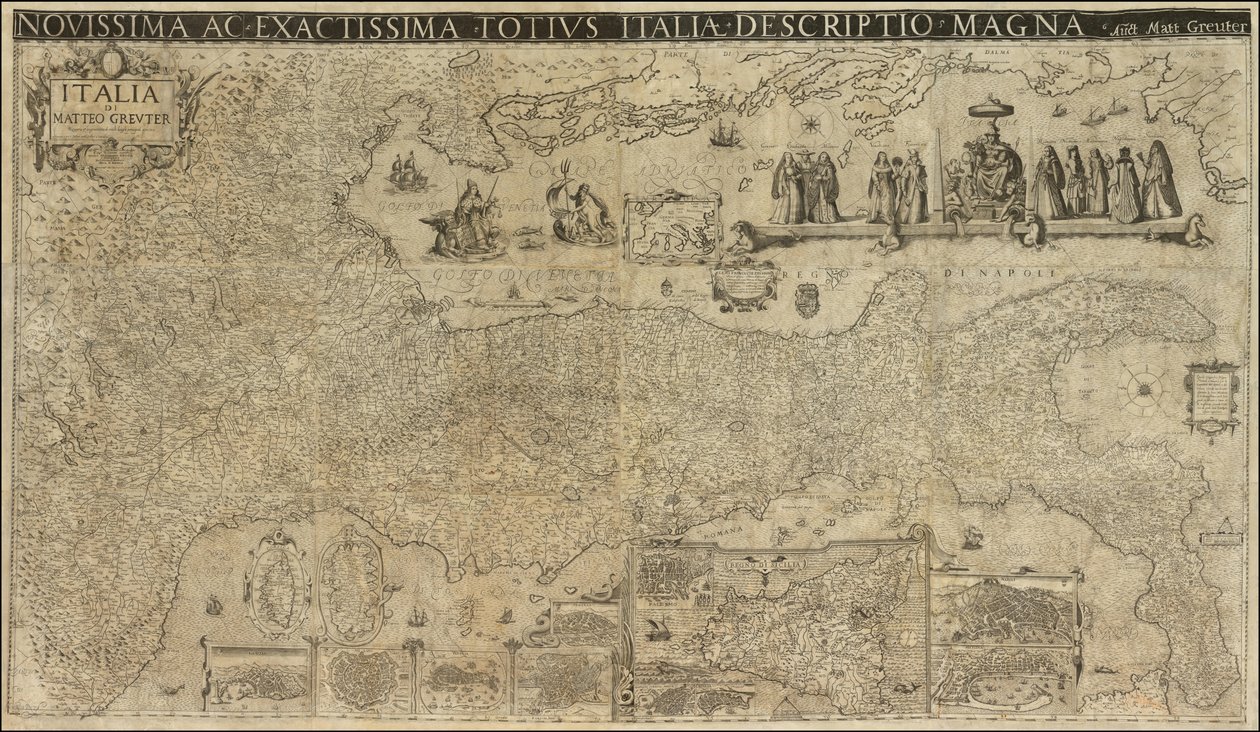 Matthaeus Greuterin vuonna 1630 laatima Italian kartta, jonka Stefano Scolari julkaisi vuonna 1657. tekijältä Matthaus Greuter