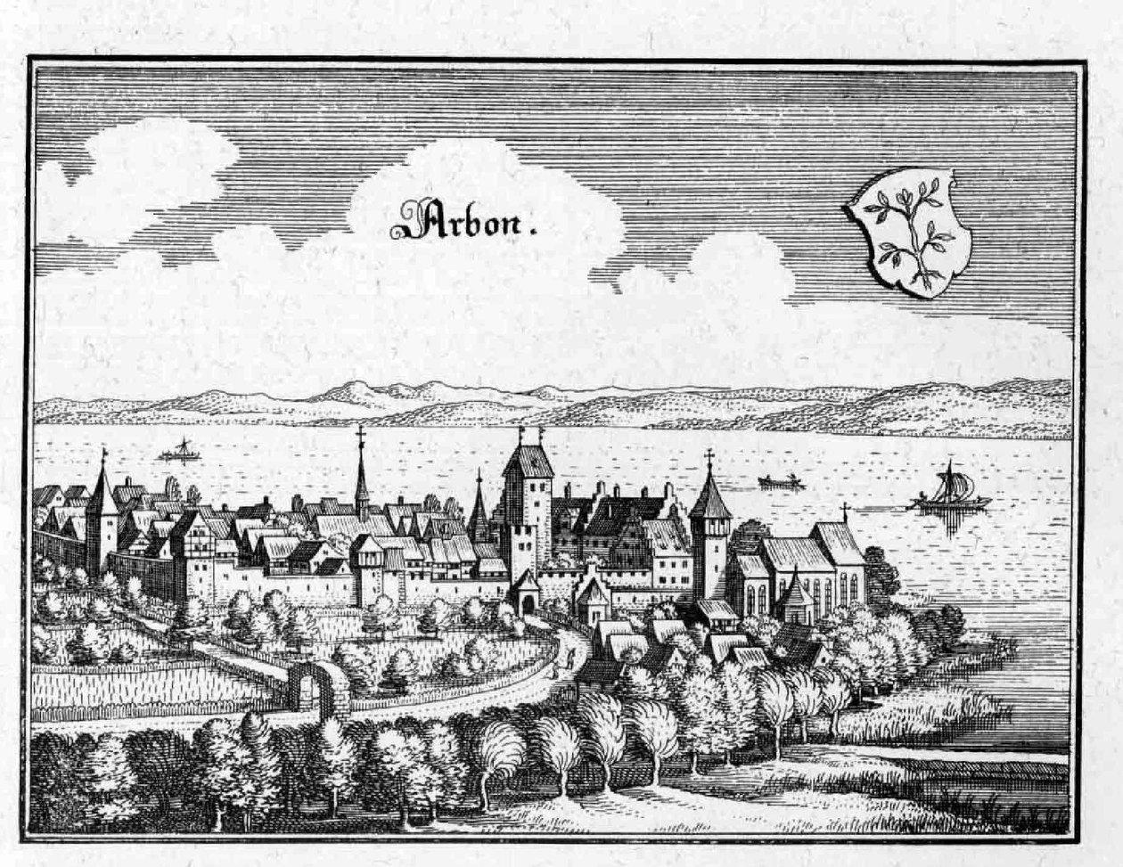 Arbon - ote teoksesta Topographia Sueviae (Schwaben). tekijältä Matthaus Merian