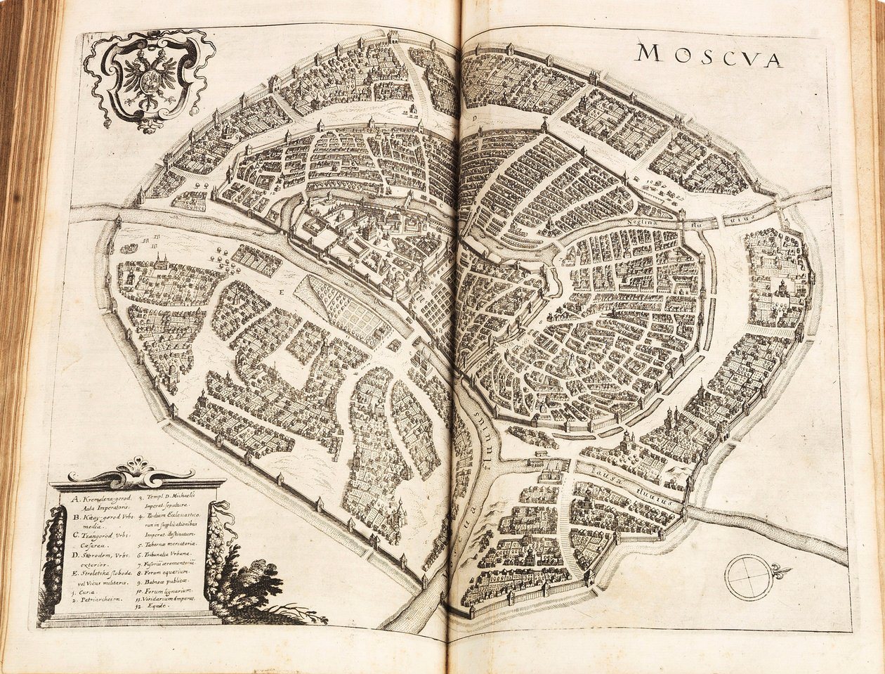 Moskovan kartta. Lähde: Johann Ludwig Gottfriedin Newe Archontologia cosmica, 1646. tekijältä Matthaus the Elder Merian