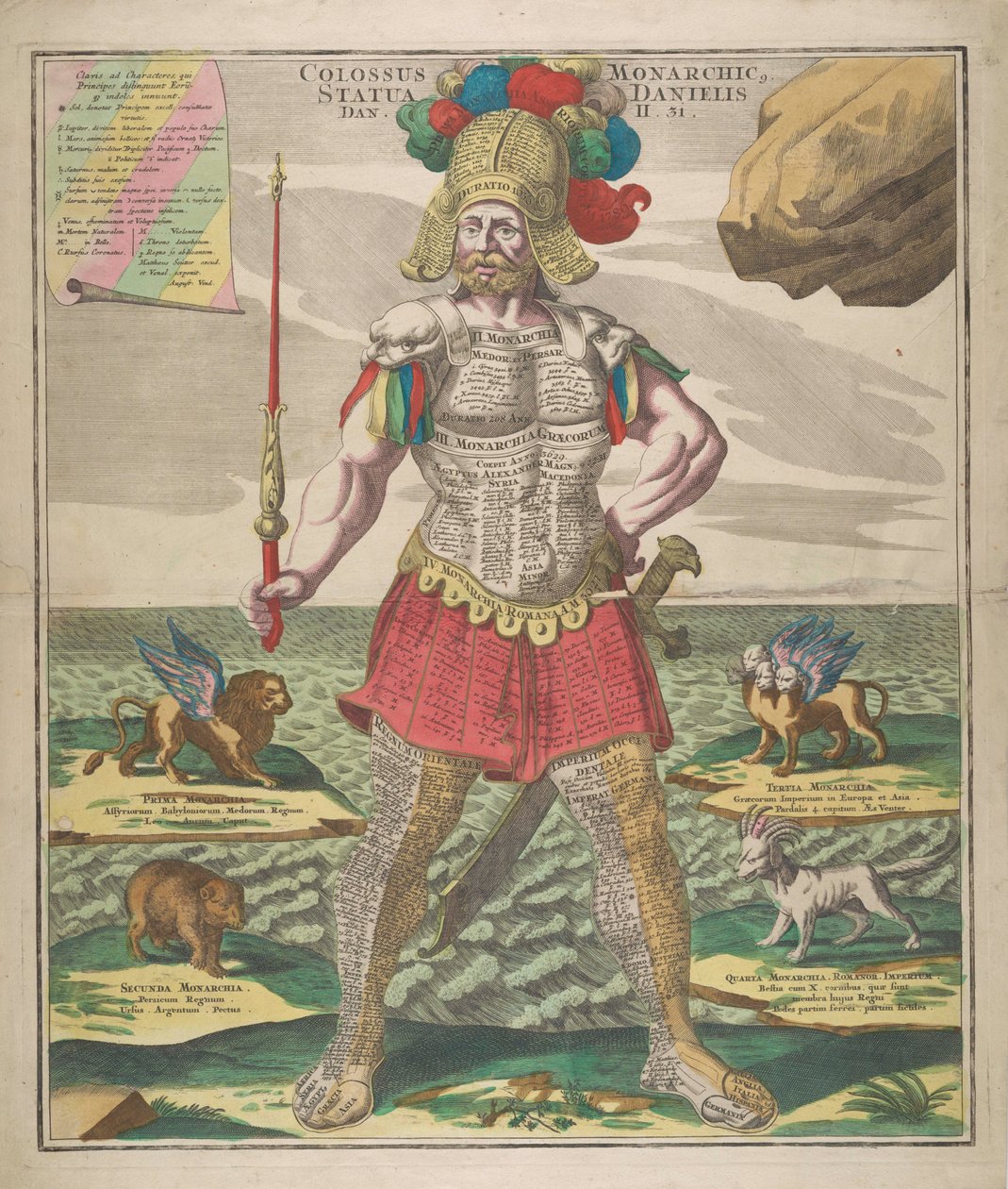 Monarkkinen kolossi Danielin patsas, 1730. tekijältä Matthaeus Seutter