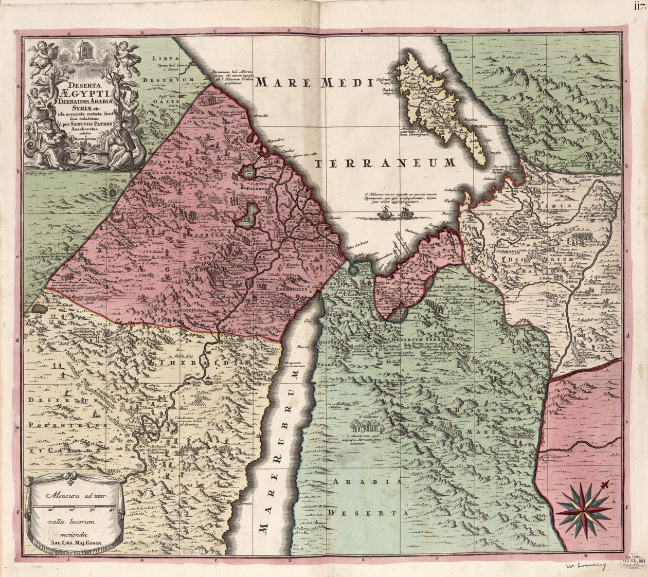 Deserta Aegypti, Thebaidis, Arabiae, Syriae jne. ubi accurata notata sunt loca inhabitata per Sanctos Patres Anachoretas LOC 2009580105 tekijältä Matthaeus Seutter