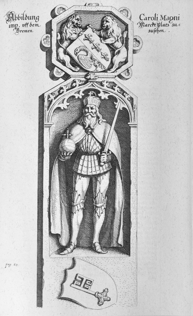 Patsas Karl der Große auf dem Marktplatz von Bremen tekijältä Matthaus Merian
