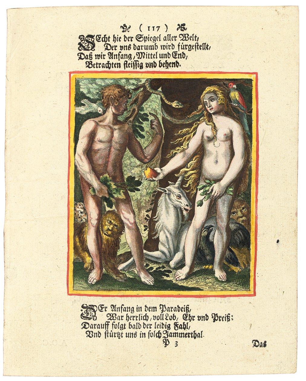 Aadam ja Eeva, noin 1700-1725 tekijältä Matthaus Merian