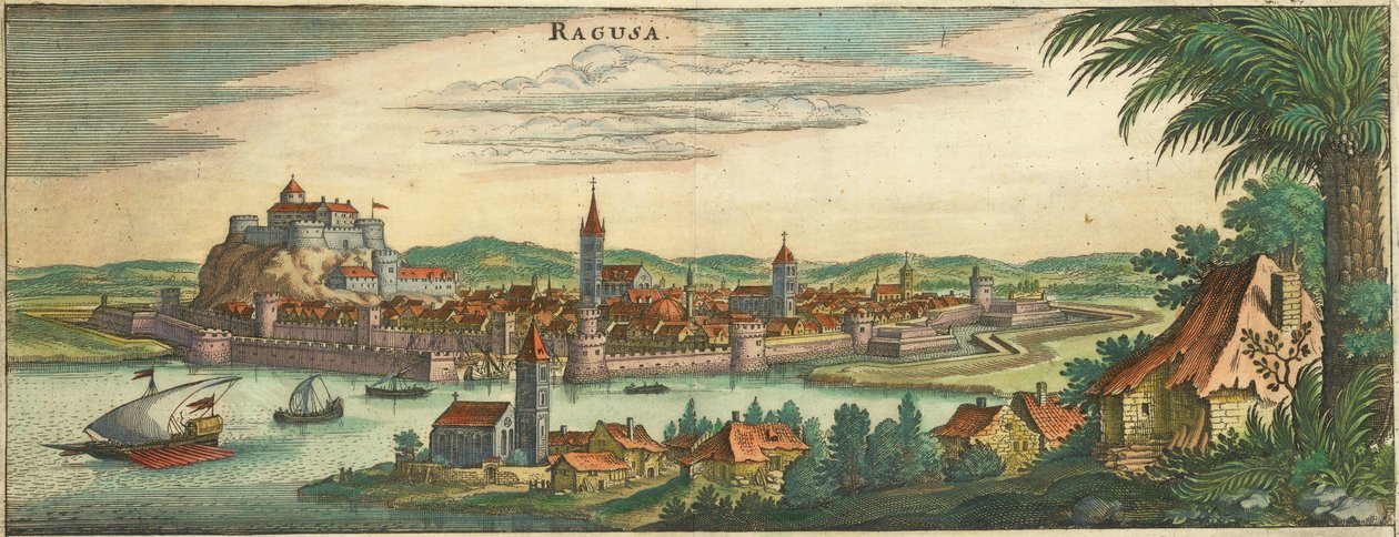 Dubrovnik - Ragusa, Negroponte (rajattu) tekijältä Matthaus Merian