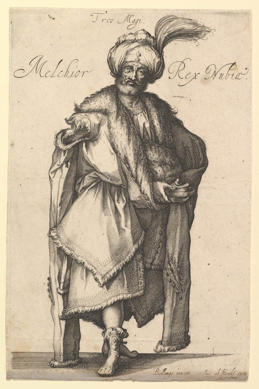 Melchior, Jacques Bellangen Three Magi -sarjan jälkeen, n. 1615. tekijältä Matthaus Merian