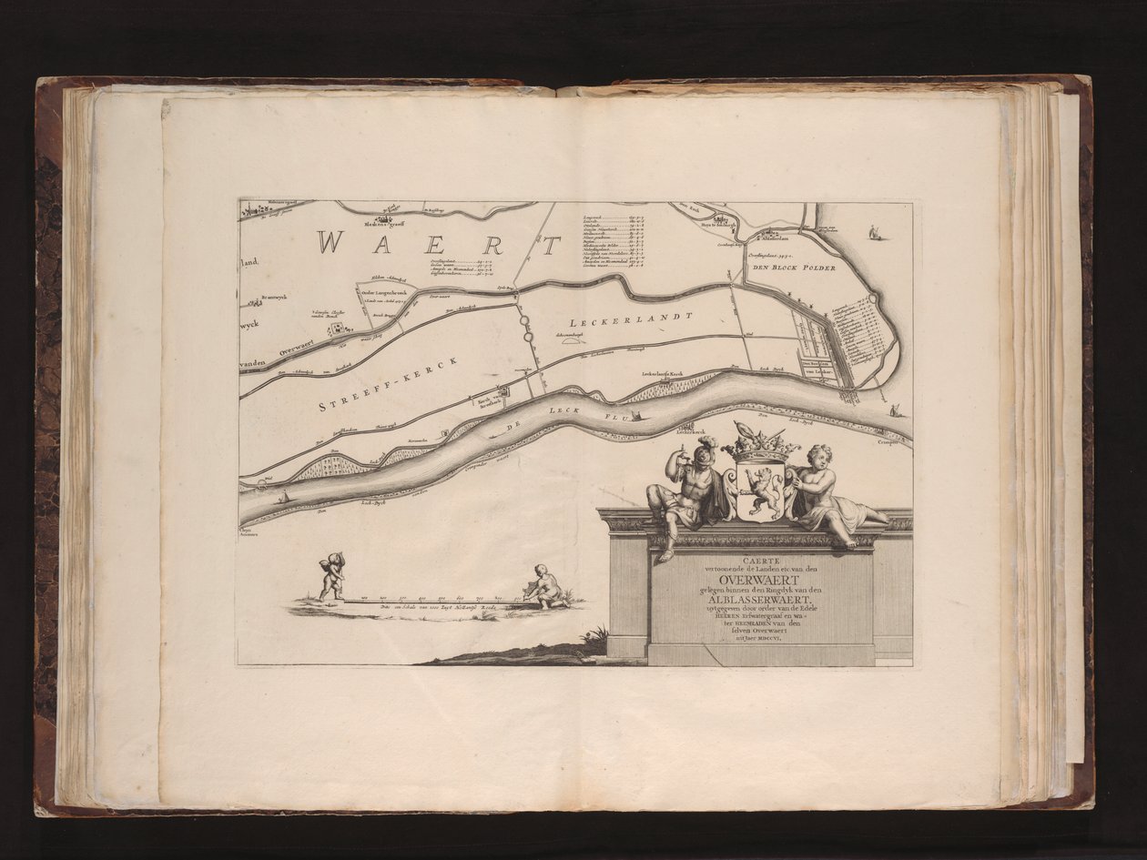 Caerte vertoonende de landen jne. Van den Overwaert gelegen binnen den ringdyk van den Alblasserwaert tekijältä Mattheus van Nispen