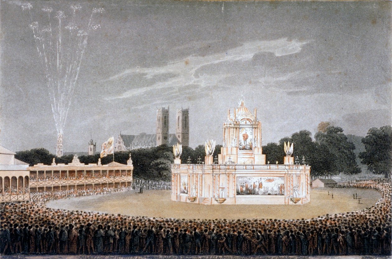 Ilotulitus Green Parkissa, Westminsterissä, Lontoossa, 1814 tekijältä Matthew Dubourg